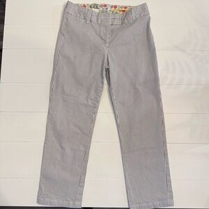 Boden Grey and White Striped Pants